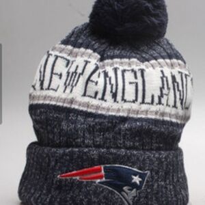 New Era Navy New England Pom Beanie
